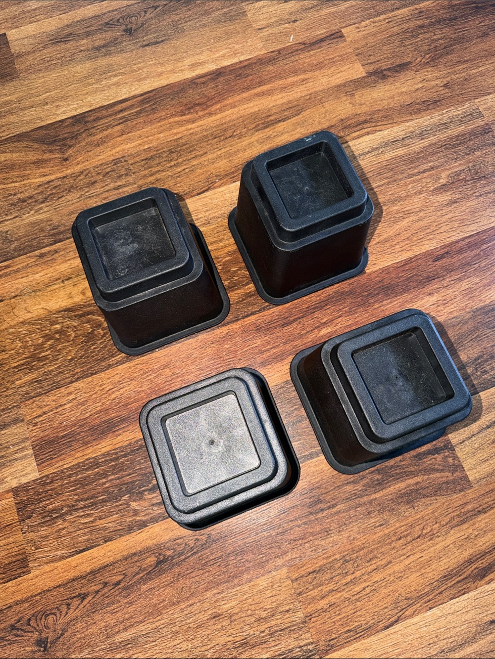 Set of 4 Black Plastic Furniture Riser Cups